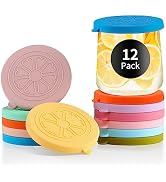 VOLCANOES CLUB Oui Yogurt Jar Lids Silicone | 12 Pack Colorful Covers Fit For 5 Oz Oui Yogurt Gla...