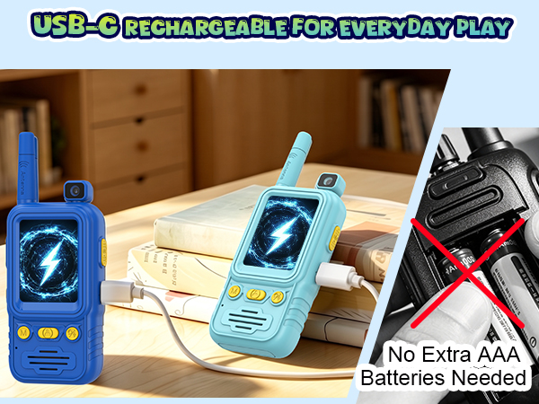 2-Pack Video Walkie Talkies for Kids Boy Girl Age 4-10 Toy Rechargeable Birthday Gift Indoor Outdoor