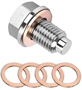 Icyfond M12x1.5 Magnetic Oil Drain Plug, Stainless Steel Strong Magnetic Oil Pan Drain Nut Bolt w...