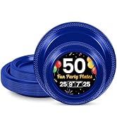 LANLISA 50 Pcs Royal Blue Plastic Plates For Party, 25-9" &amp; 25-7" Disposable Cake Dessert Plates ...