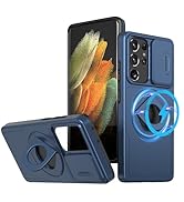 ANNGELAS for Samsung Galaxy S21 Ultra Mag-Safe Kickstand Case with Slide Camera Cover,Slim Shockp...