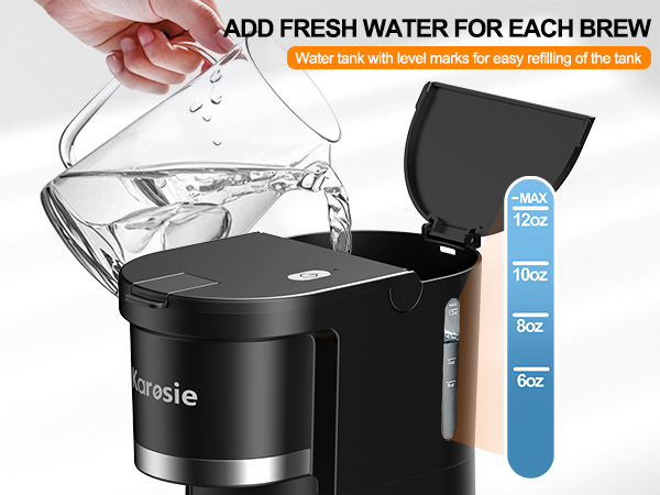 ADD FRESH WATER FOR EACH BREW