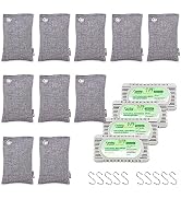 10 Packs Fonday Bamboo Charcoal Deodorizer Bags(100g each) with Hook and 4 packs fridge deodorize...