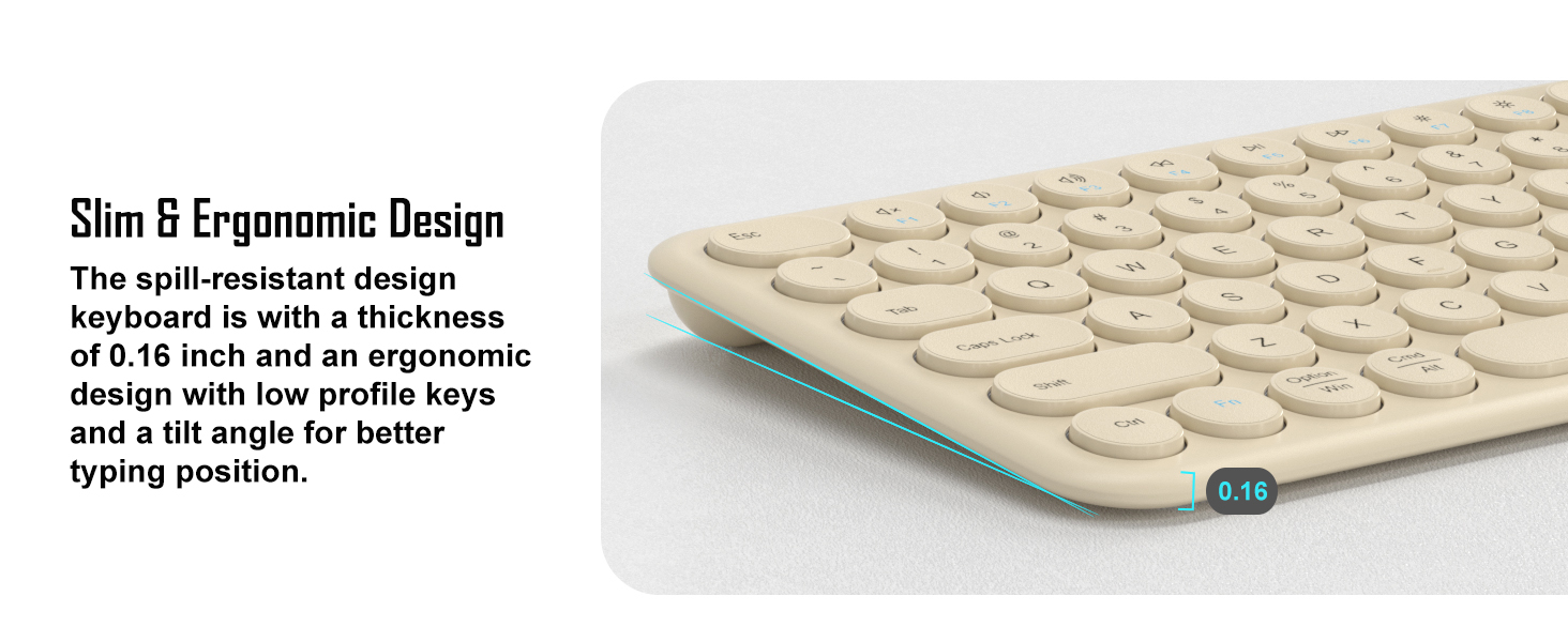 Quiet Bluetooth Keyboard - Multi-Device Aesthetic Wireless Keyboard