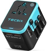 Universal Travel Adapter Worldwide PD 35W, TECSIX International Power Adapter Fast Charging with ...