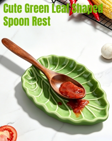 Cute Green Leaf Shaped Spoon Rest