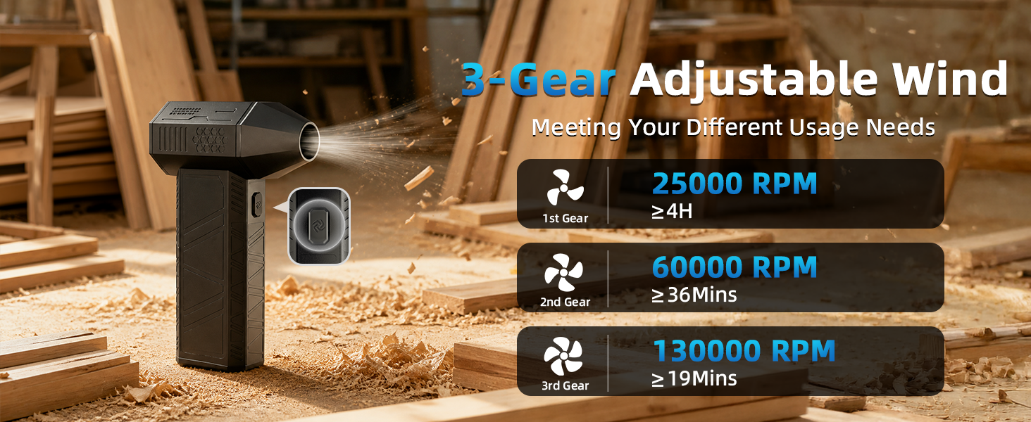 3 Gear Adjustable Wind Compressed Air Duster