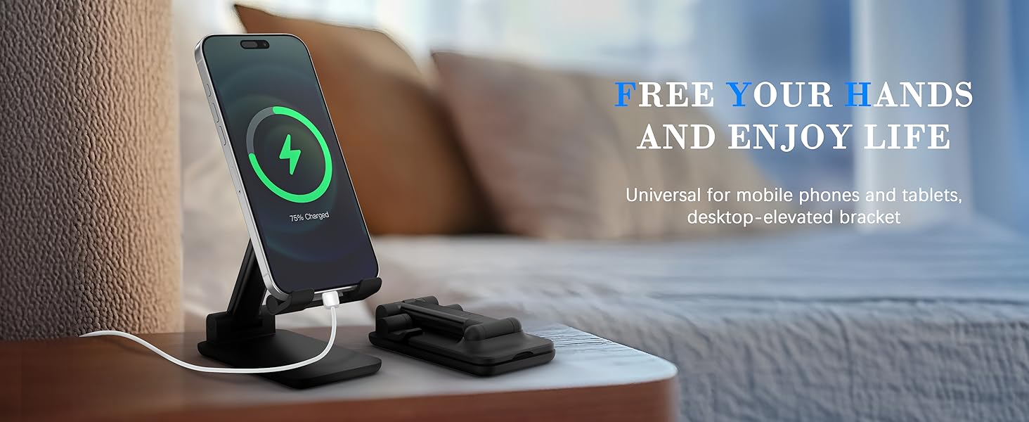 free your hands and enjoy life universal for mobile phones and tablets desktop-elevated bracket
