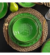 LEHAHA Vintage Crackle Melamine Dinnerware Sets, 12 Piece Plates and Bowls Sets, Great for Campin...