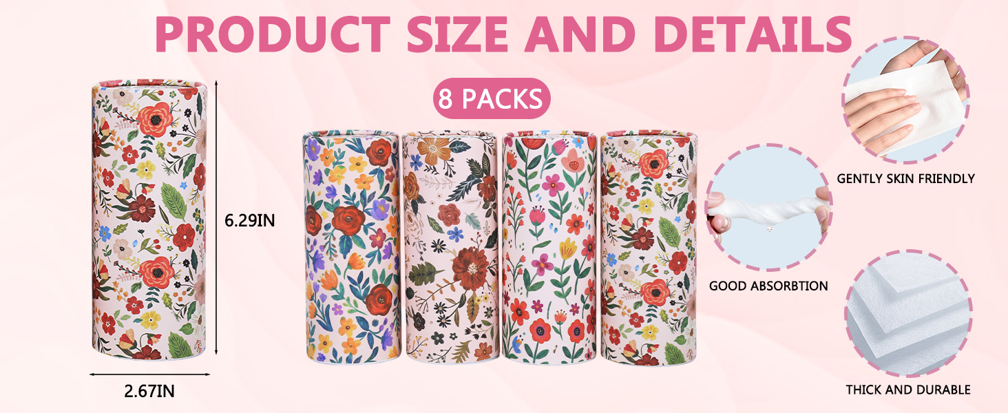 Car Tissues with Floral Cylinder Holder Round Portable Travel Tubes Box Container Tissue