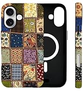 Solanaluna Case for iPhone 17 [Compatible with MagSafe], Vintage Checkerboard Fabric Patchwork Ae...