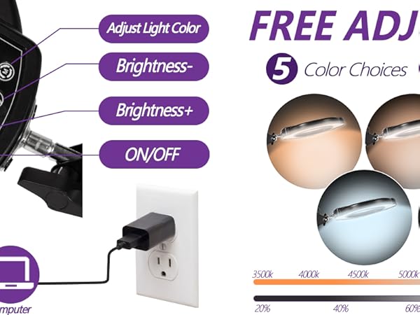 desk magnifying glass with light