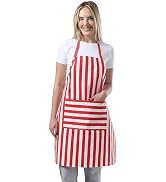 TOSHEX Kitchen Apron Waterdrop Resistant Cotton Apron with adjustable Aprons for Women with Pocke...