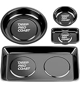 DEEPREDCOAST Magnetic Tray 4 Pack, Stainless Steel Magnetic Parts Tray Set, 3 Inch and 6 Inch Rou...
