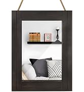 DECORKEY Rectangle Wall Mirror for Bathroom, Distressed White Wood Decor with Hanging Rope for Ru...