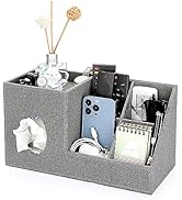 Sumnacon Square Linen Tissue Box Cover - Decorative Cube Tissue Cover with Side and Top Organizer...