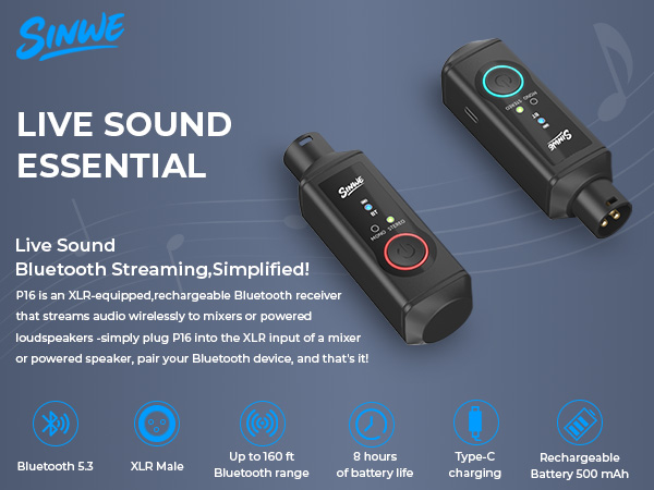 SINWE XLR Bluetooth Receiver