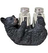 Rustic Black Bear on Back Salt and Pepper Shakers Set- Decorative Resin &amp; Glass Kitchen Tabletop ...