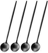DEHOV 4 PCS 6.7 Inches Satin Black Stainless Steel 18/10 Coffee Spoons,Iced Tea Spoon,Espresso St...