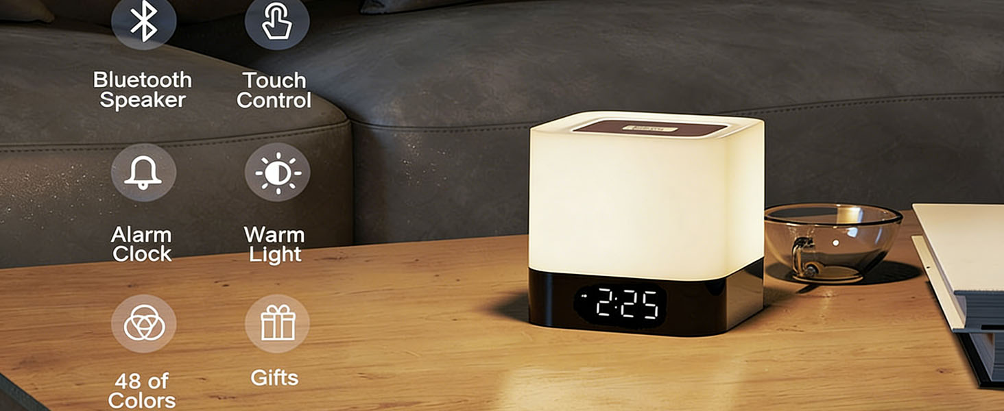 bluetooth speaker/touch control night light/alarm clock more in 1