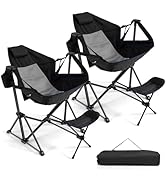 GYMAX Hammock Camping Chair, Folding Camp Chair with Detachable Footrest, Adjustable Backrest, Pi...