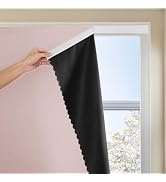 Autohesion Curtains for Windows,Bedroom Blackout Curtains for - Thermal Lnsulated No Drill Curtai...