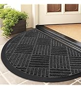Smiry Half Circle Front Door Mat Outside Entrance, Heavy Duty Outdoor Indoor Natural Rubber Doorm...