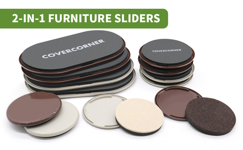 Furniture Sliders for Any Surface 2 IN 1