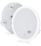 Mavoro 6.8" LED Magnifying Mirror with 3 Strong Suction Cups | 10X Magnification | Portable Light...