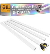 56.7in Cable Hider Cord Hider, Wire Covers for 2-4 Cords on Wall, Premium Cord Covers for Wires o...