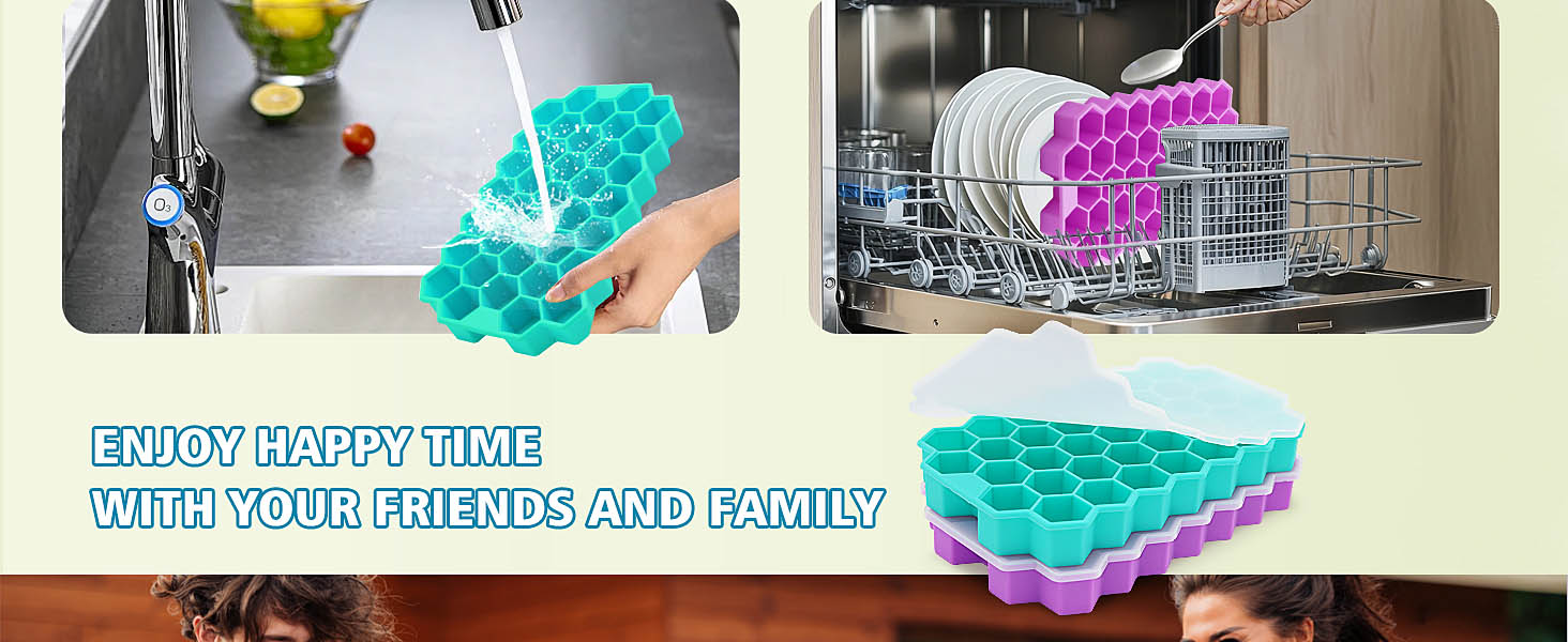2 Pack Ice Cube Tray with Lid