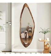 AAZZKANG Large Mirror with Wood Framed 47"x16" Retro Irregular Wall Mirrors Full Length Asymmetri...