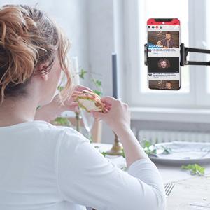 Cell Phone Holder Phone Clip Holder for Desk for 3.5-6.5in Phone Mobile Stand for Bed Office Kitchen