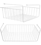Tebery 2 Pack White Under Shelf Wire Basket Hanging Storage Baskets, Under Cabinet Add-on Storage...