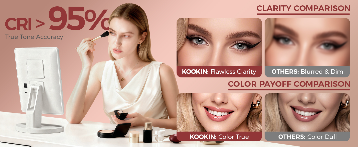 teen girl gifts vanity mirror true color 1x no magnification, high clarity for eyeshadow and brows