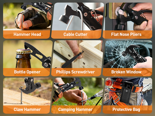 hammer multitool gifts men anniversary birthday gifts for men camping essentials survival gear tools
