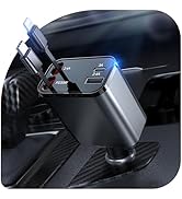 60W Retractable Car Charger, 4-in-1 Fast Car Phone Charger with 2.6ft Two Retractable Cables and ...