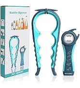 Jar Opener, 5 in 1 Multi Function Can Opener Bottle Opener Kit with Silicone Handle Easy to Use f...