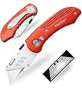 Folding Box Cutter Heavy Duty Utility Knife, Razor Knife, Lightweight Aluminum Handle, Back-lock ...