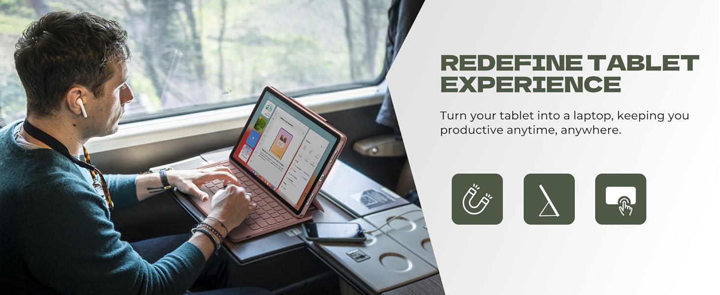 Laptop-like Typing Multi-touch Trackpad Backlit Stylus Holder for 11" Galaxy Tab A9+ Plus (2023)