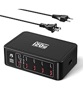 Aergiatech 10-Ports USB and USB C Charging Station, 120W USB C Power Strip with PD3.0 and QC3.0 F...