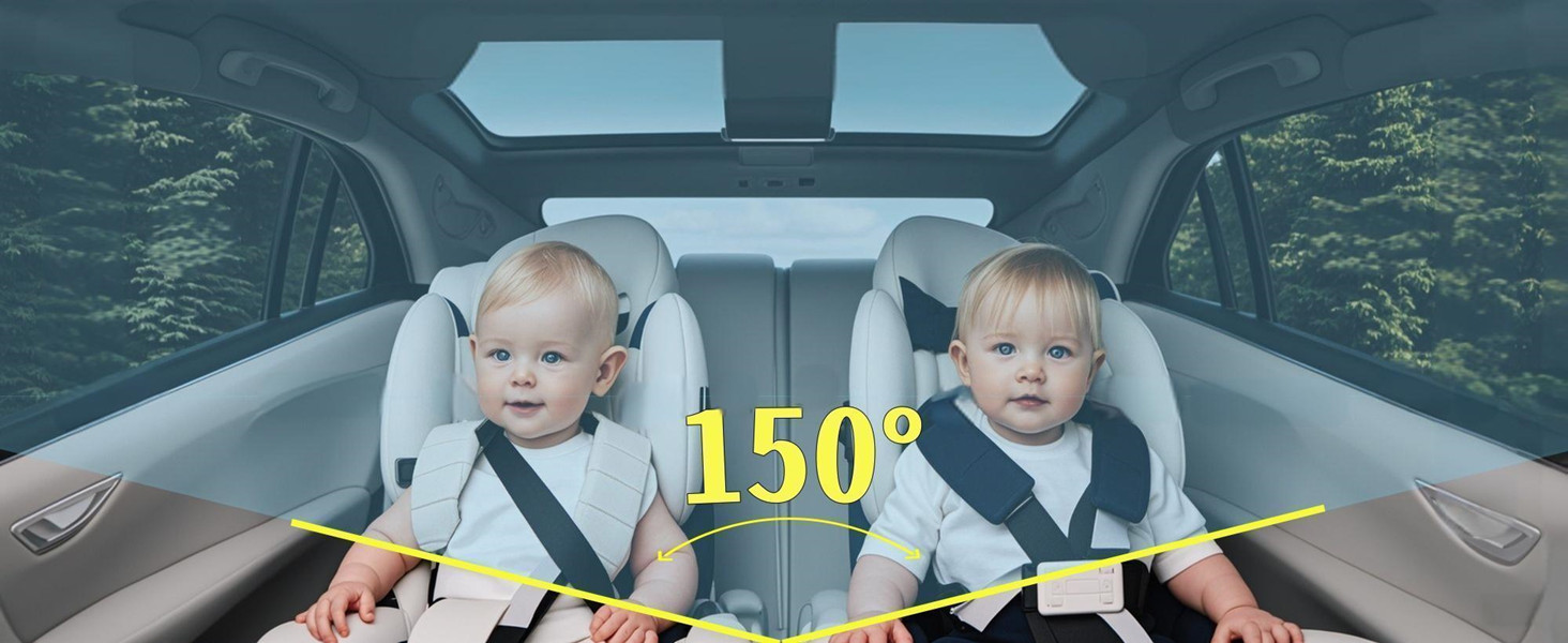 150° Wide Angle Baby Car Seat Camera with 360° Swivel Mount