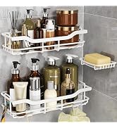 OMAIRA 3-Pack Shower Caddy with Soap Holder, Adhesive Rustproof No-drill Strudy Loading Inside Sh...