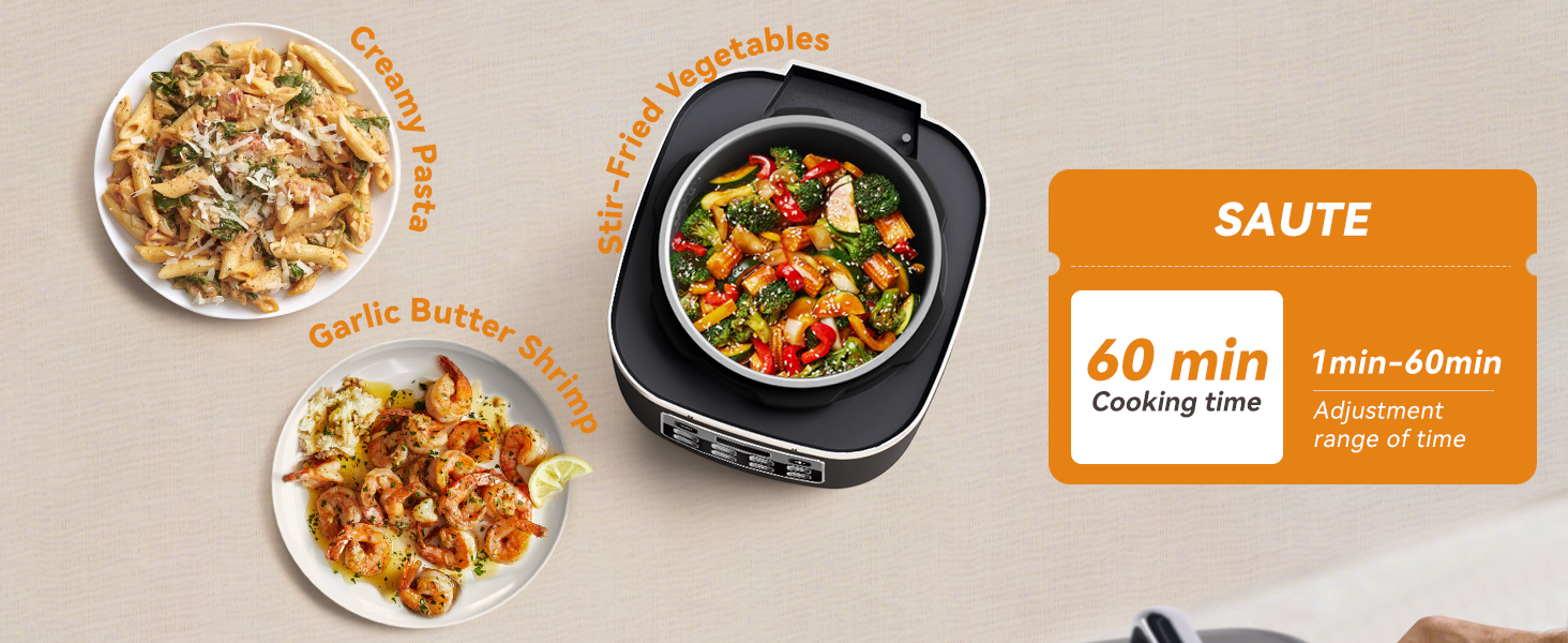 Easly sauté your aromatics in the nonstick ceramic inner pot.
