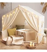 Tiny Land Kids Tent with Mat and Star Lights, Indoor Playhouse for Toddlers, 57"x36"x52" Large Re...