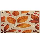 Bayson Autumn Door Mat Orange Maple Leaves Indoor Front Doormat Non-Slip Patio Entrance Mat Durab...