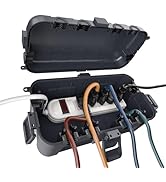 Flemoon Medium Outdoor Electrical Box (11.5x5.2x4 inch), IP54 Waterproof Extension Cord Cover w/6...