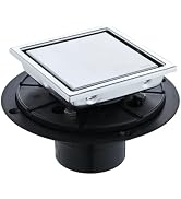 4-Inch Square Shower Drain, Brushed Nickel Floor Drain with Flange, 304 Stainless Steel Bathroom ...