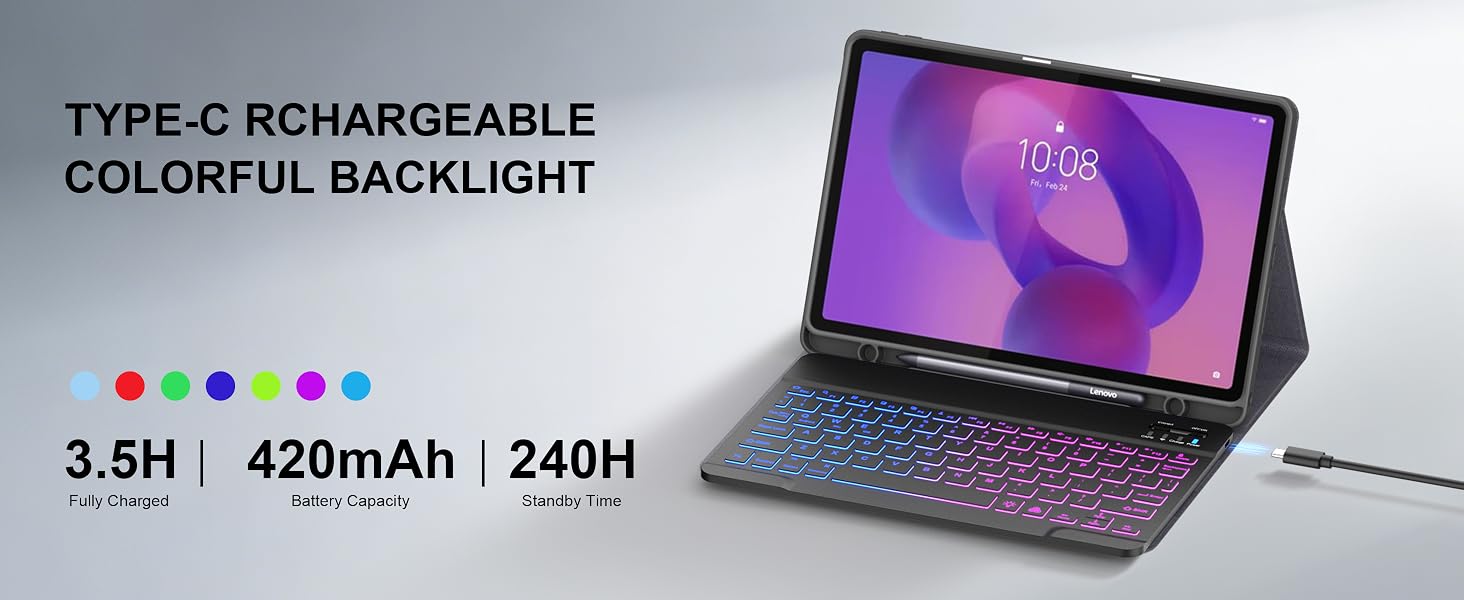 Idea Tab 11 Inch 2025/Tab K11 Gen 2 keyboard case is designed with backlit keys