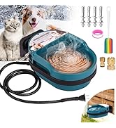 Automatic Heated Dog Water Bowl Outdoor Large Breed Heated Water Bowl for Cats Dogs with Chew-Res...